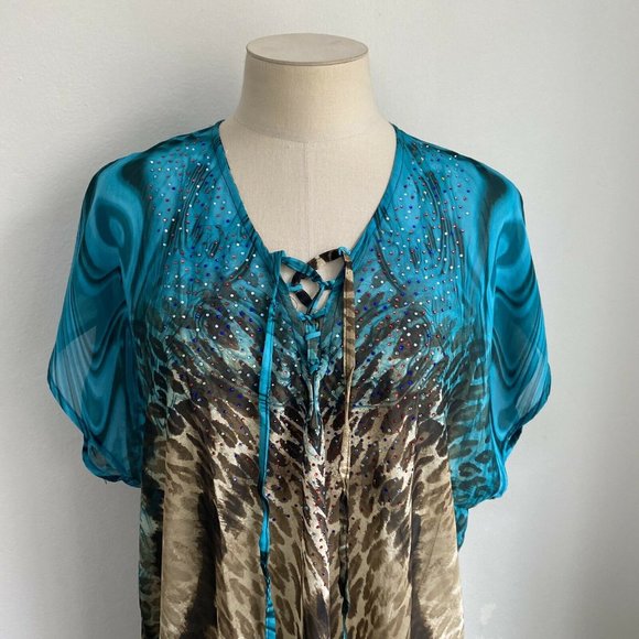 BOHO AUSTRALIA Blue Animal Print Beach Coverup - Picture 5 of 11